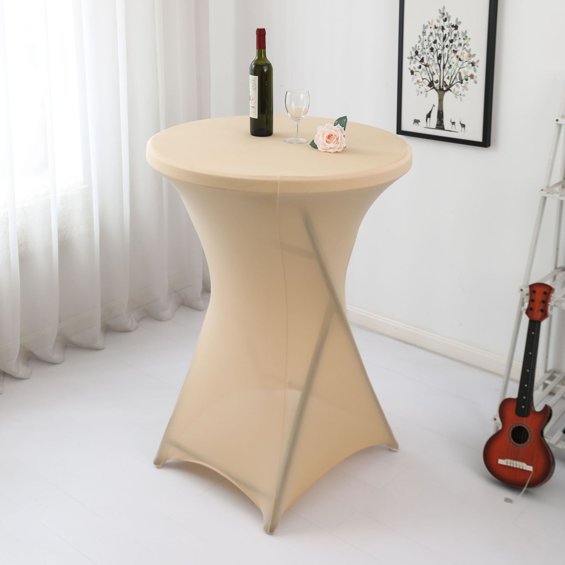 Amazon sólido barra mesa de comedor cubierta de mesa de banquete cóctel cubierta de mesa redonda tela de mesa elástica tabla de pies altos
