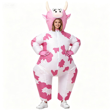 Ventas transfronterizas negras y blancas de vaca cos ropa inflable lindo animal pequeño vaca rosa divertida ropa inflable