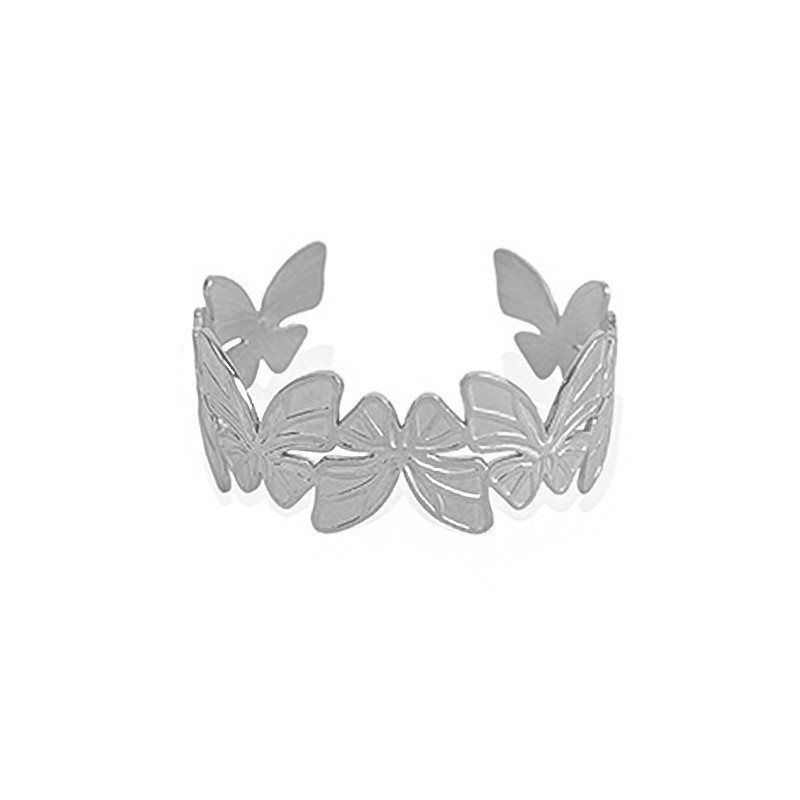 Nuevo pulsera de acero inoxidable europea y americana ancha ajustable tamaño serie de pulsera de hoja de mujer hueco elegante