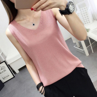 40-100kg Plus-Size Loose Belly-Covering Large-Size Ice Silk Camisole Women's Knitted Base Shirt Sleeveless Top Women