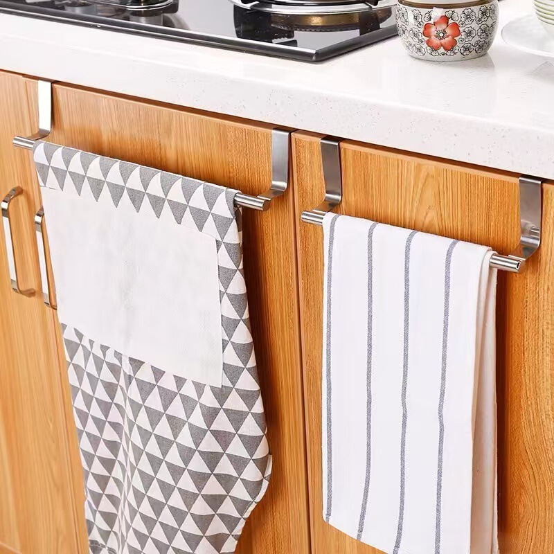 430 Stainless Steel Towel Bar Bathroom Single Rod Towel Hanger Storage Rack Cabinet Door Storage Rack Suction Cup Type