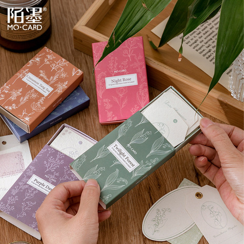 Momo boxed material paper notes, Forest of All Things series, 6 types of retro notebook message and note base papers