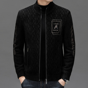 Brand Fashion Wool Collar fleece-lined Thickened Jacket 2024 Autumn and Winter New Middle-aged Warm Casual Jacket for Men