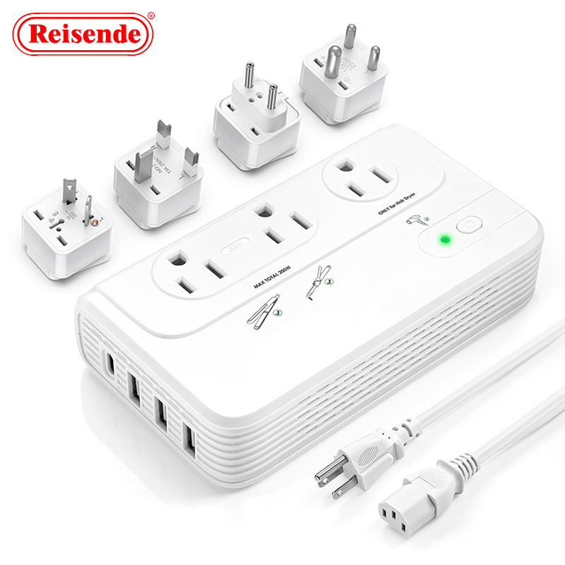 220V to 110V European Travel Voltage Converter 2000W Curly Hair Straightener Charger Hair Dryer Socket