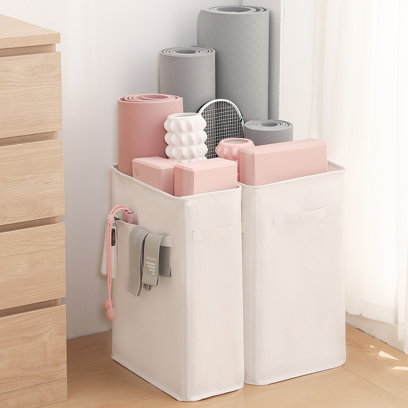 일본면 및 린넨 패브릭 요가 매트 보관 바구니 더러운 옷 바구니 스포츠 및 피트니스 제품 저장 간격 좁은 접이식 보관