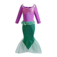 女童美人魚愛麗兒公主裙兒童魚尾巴魚鱗修身舞會禮服外貿派對裙子