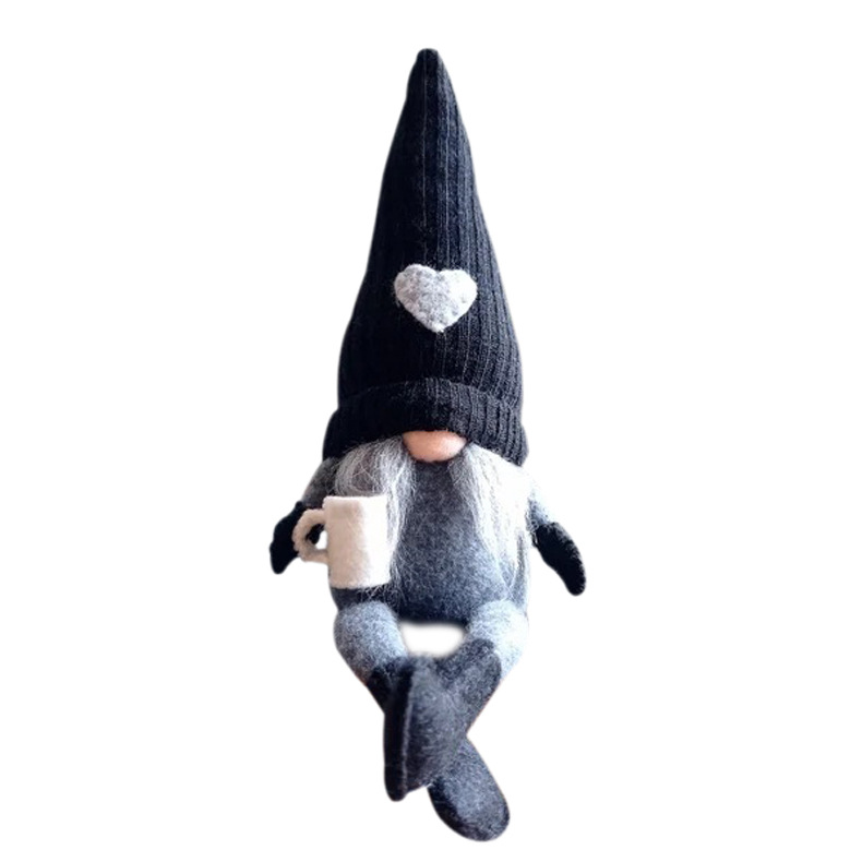 Muñeca de punto transfronterizo sin cara cuelga piernas café molino a mano decoraciones navideñas decoración doméstica