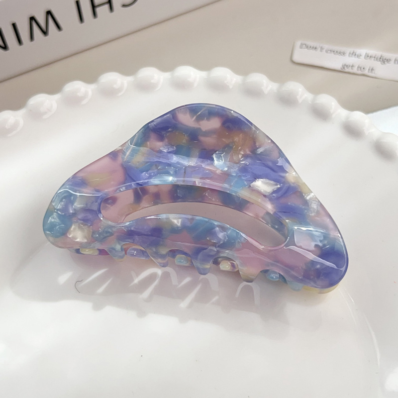新款韩版高级感醋酸发夹弧形三角镂空鲨鱼夹简约后脑勺盘发抓夹女|undefined