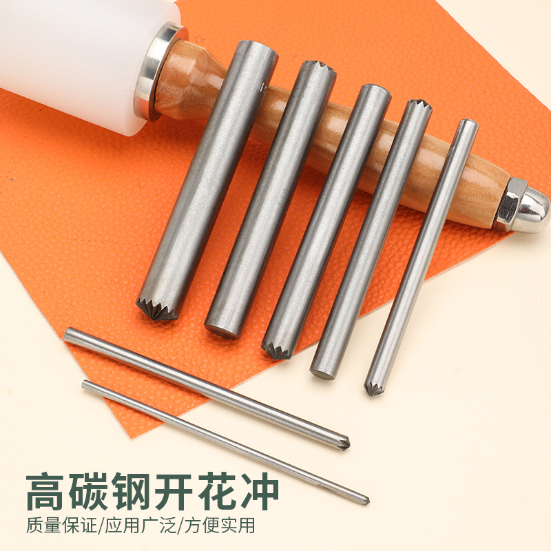 Manual de cuero flor punzonado callos flor punzonado crisantemo punzonado herramienta de perforación de cuero herramienta de instalación de remache hueco