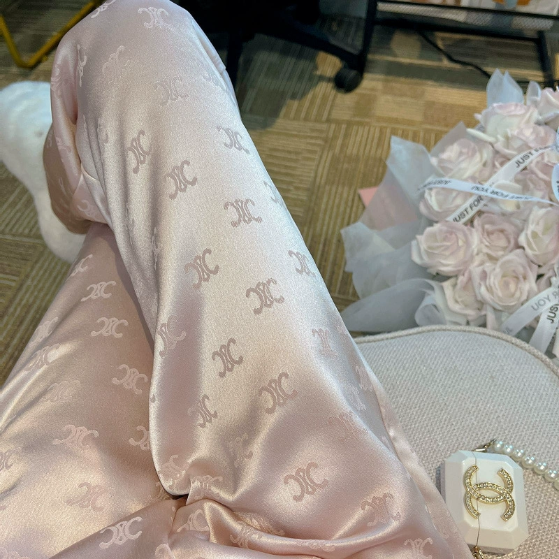 Розовые ацетатные атласные широкие брюки для женщин, летний тонкий новый стиль, с высокой талией, драпированные, свободные, облегающие, повседневные длинные брюки.