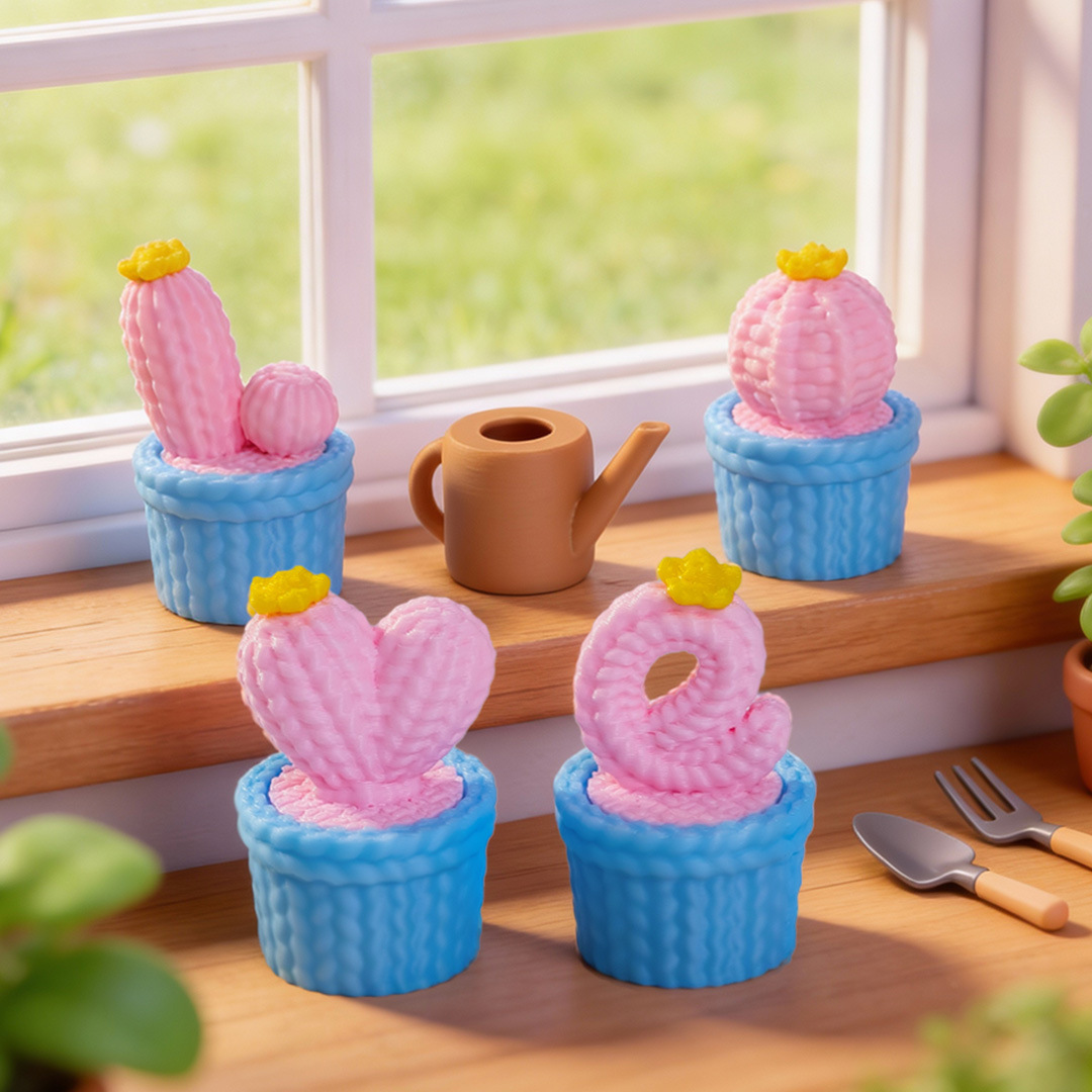 High-Appearance Value Car Interior Knitted Resin Craft Accessories, Cactus Gardening Desktop Decoration Trendy Small Ornaments 3