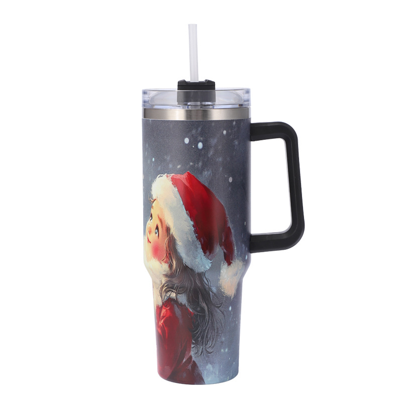 Transfronterizo Amazon 40Oz Coche Taza 304 taza de vacío de acero inoxidable de gran capacidad de coche Calentador de hielo de paja Fría Taza