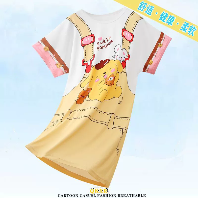 Девушка пижама с короткими рукавами платье летом тонкий мультфильм милая принцесса детское домашнее платье девушка спящая платье