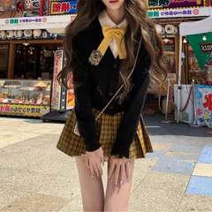 【东京女大】日式JK学院风开衫+衬衫+半裙制服套装