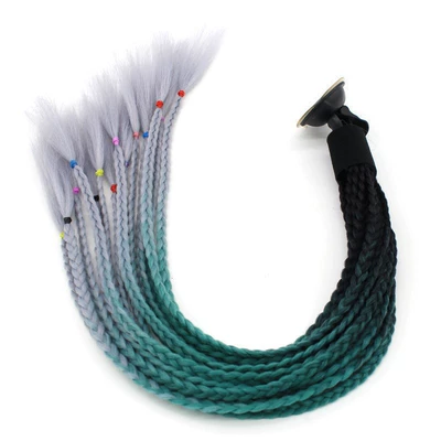 Motosiklet dəbilqələri, Cross-Border Women's Motorcycle Dreadlocks - black-green-and-gray-fine-gradient-large-suction-cup