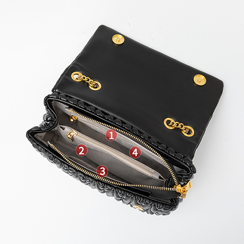 Bolso de cadena de nicho francés bolso de axila femenino 2024 nuevo bolso de moda plisado bolso de cuero genuino