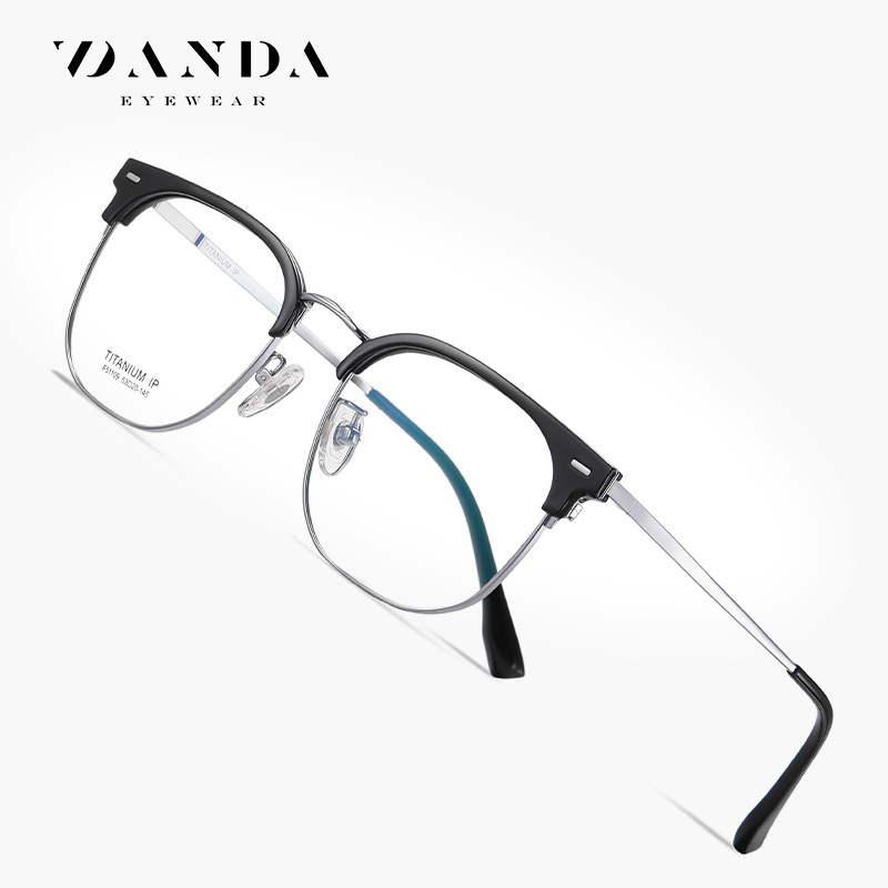 El marco de cejas de los hombres coreanos retro F51109 se puede equipar con marco de miopía, espejo plano, galvanoplastia IP, marco óptico de titanio puro