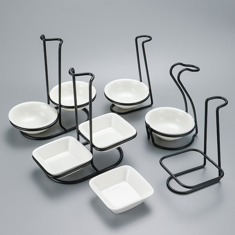 黑色碗架火鍋勺架湯殼架公勺架酒店用品陶瓷碟架置物架子烹飪勺