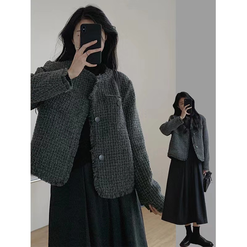 Plus-Size French-Style Elegant Chanel-Inspired Jacket for Women, Autumn and Winter, Thickened Tweed Top with a High-End European Feel
