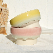 大口径多肉花盆流釉冰裂火锅圆盆陶瓷手工花器单头简约糖果色绿植