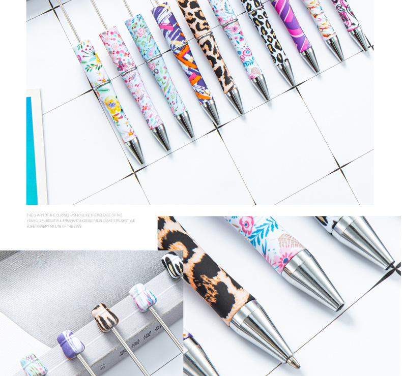 Modischer Kugelschreiber Mit Geometrischem Muster, Rotationsdruck, Kunststoff, 1 Stück display picture 1