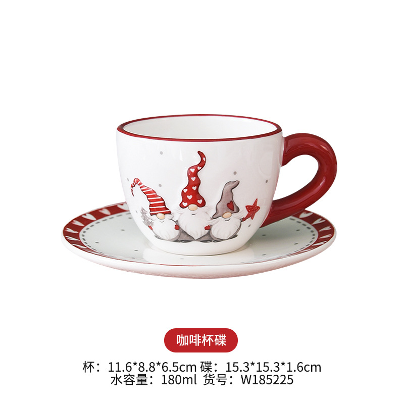 Nordic Santa Claus Tazón plato vajilla traje de alivio ensalada de arroz tazón de cerámica occidental plato plano taza tetera