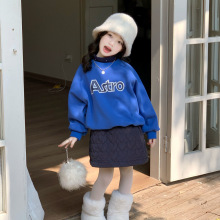 儿童洋气卫衣2025秋冬新款童装女童宝宝字母加绒加厚卫衣打底半裙