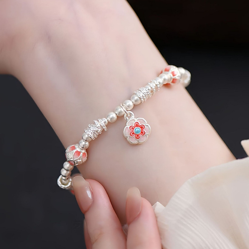 珐琅彩宝相花手链福字花球盘缠手串轻奢高级感手环时尚百搭民族风|undefined