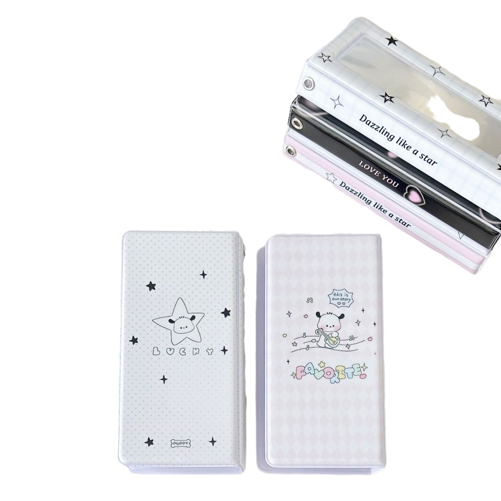 Original ins simple dibujos animados lindo cachorro vida Cuatro-rejilla titular de la tarjeta aidou pequeña tarjeta libro de la estrella-persiguiendo el almacenamiento