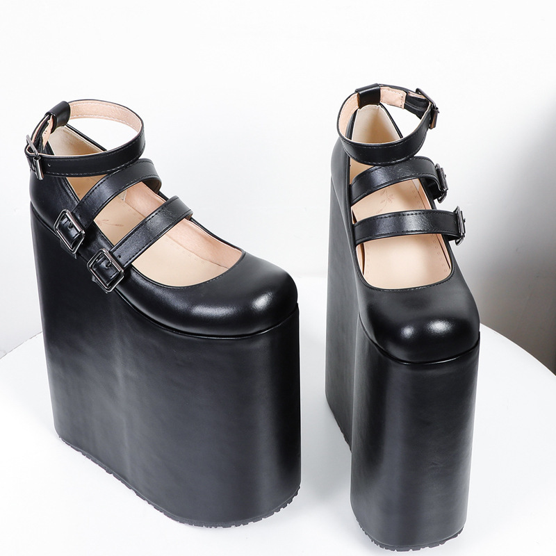 2024 cross-border thick-soled muffin shoes women's shoes foreign trade cross-border large size 40-46 wedge heel strange Chengdu shoes