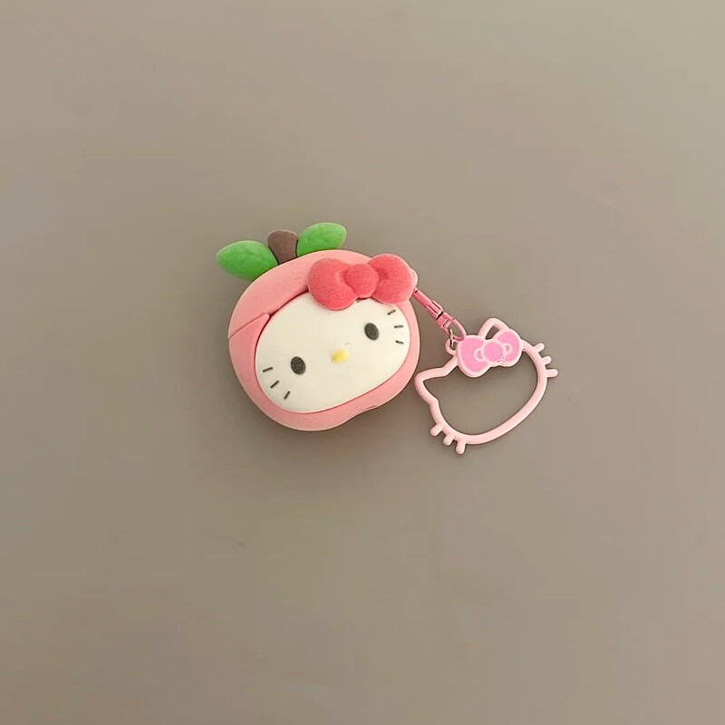 植绒水蜜桃kt猫AirPods pro3苹果蓝牙耳机壳2/4代卡通保护套适用|undefined