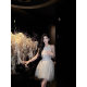 2025 New Beautiful White Swan Thousand Gold Celebrity Dress with Diamond Lace Birthday Shoulder dress Women