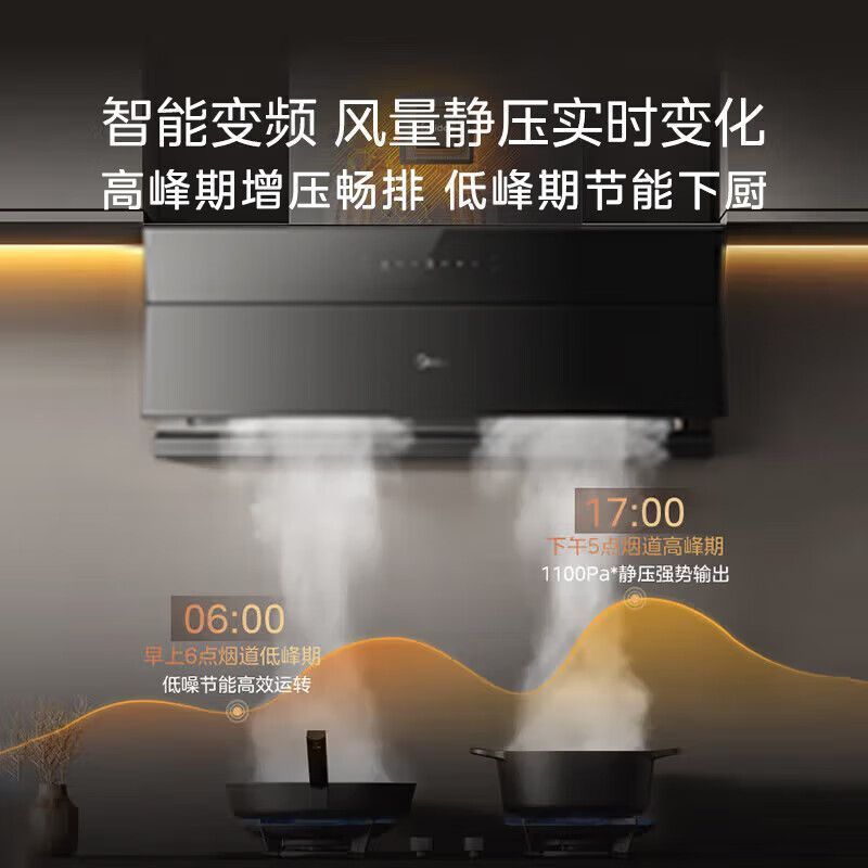 美的抽油烟机23大吸力智控增压变频巡航高温蒸汽洗烟灶联动油烟机|undefined