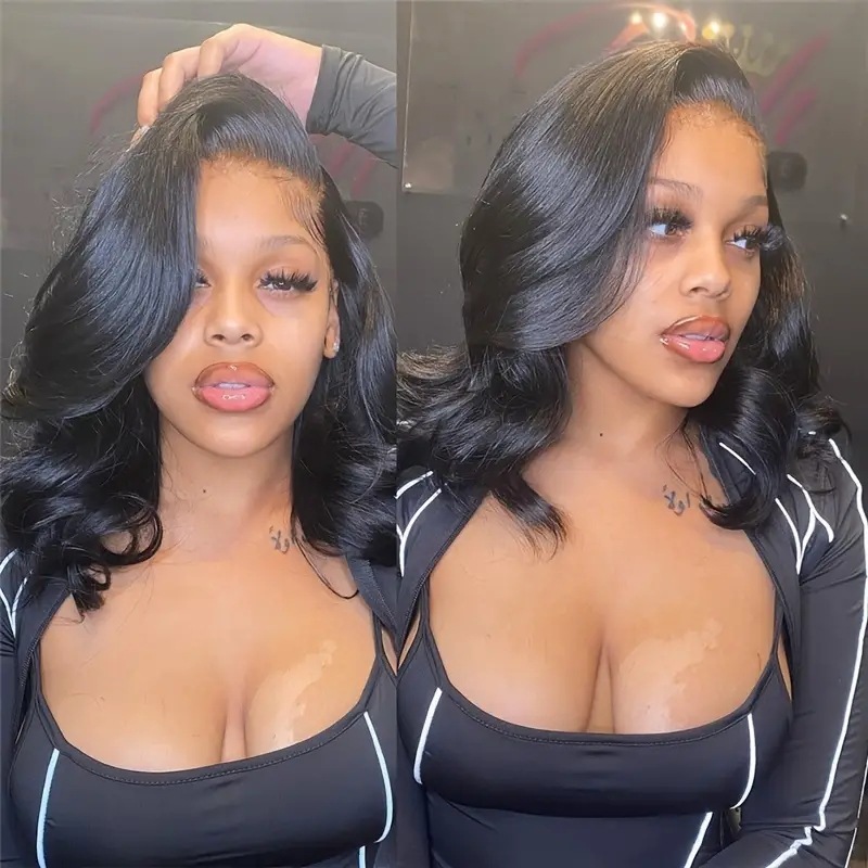 Lace Wig European American Style Trimmed Wavy Curls Synthetic Hair Extensions Machine Made Body Wave Long Medium Short_voghion.com