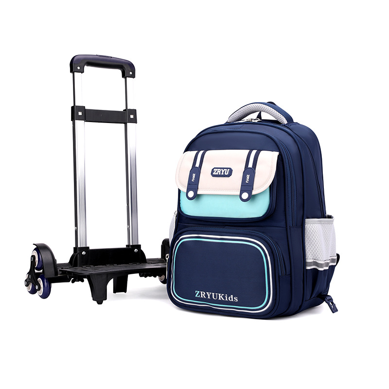 Mochila de pescado natural para estudiantes de primaria 1 - 3 - 6 grados mochila escolar doble uso seis ruedas escaleras al por mayor