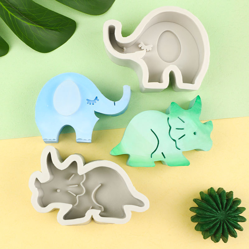 Nuevo dinosaurio de la historieta jirafa y otros modelado silicona animal aromaterapia cristal gota plástico juguete molde vela