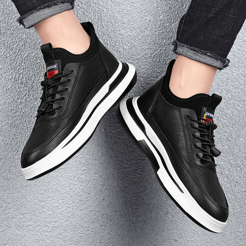 Leather breathable casual shoes 2024 spring and autumn new men's running shoes fashion Korean style trendy shoes men's shoes 