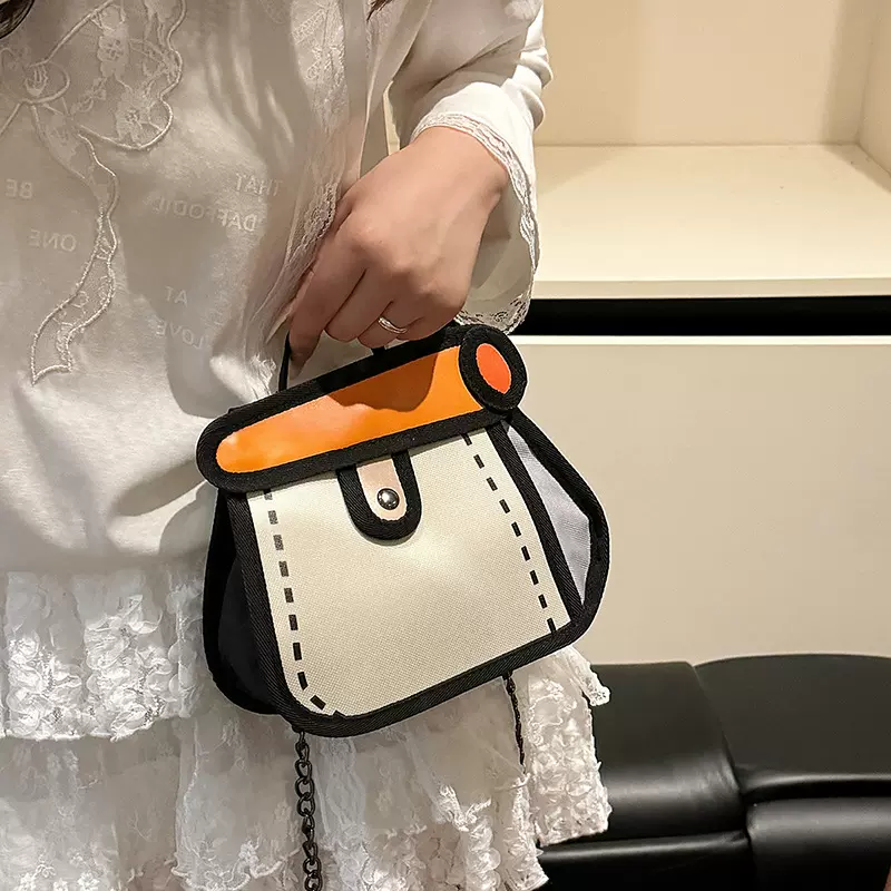 包包女2025新款二次元卡通链条包牛津布小众设计斜挎包撞色蛋糕包