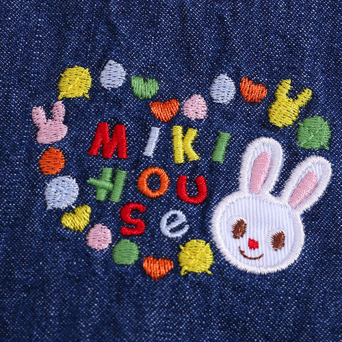 miki children's clothing for small and medium-sized children's skirt cartoon embroidery love rabbit denim suspender skirt baby dress one piece drop shipping