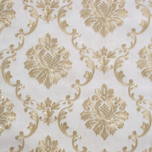 Baroque Style Light Yellow European Style Large Flower Wallpaper Light Gray Brown European Style Damascus Wallpaper
