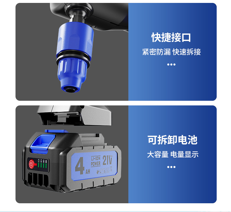 Carefully Selected Wireless Car Washing Machine, High-Pressure Car Washing Water Gun, Portable Car-Mounted and Household Six-In-One Electric Car Washing Tool