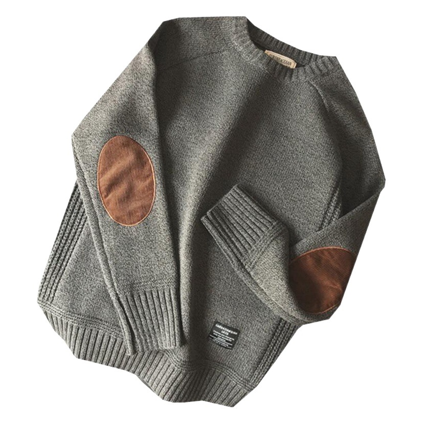 Suéter grueso para hombre, versión coreana, moderno, elegante, con parche único, versátil, de punto, camisa básica, novedad de 2024