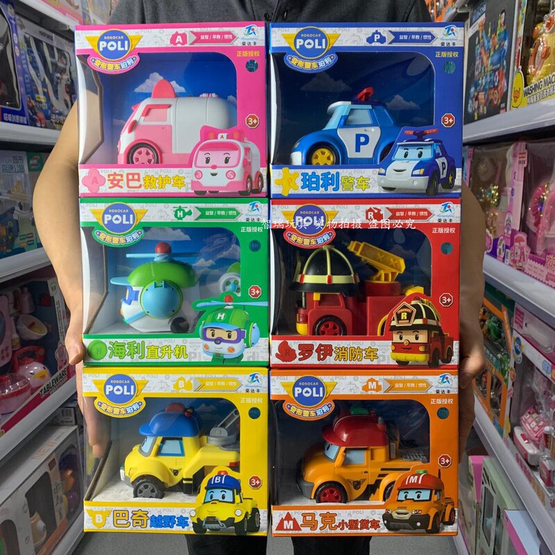 Genuine authorized deformation police car Polly toy POLI deformation robot fire truck rescue team puzzle car man
