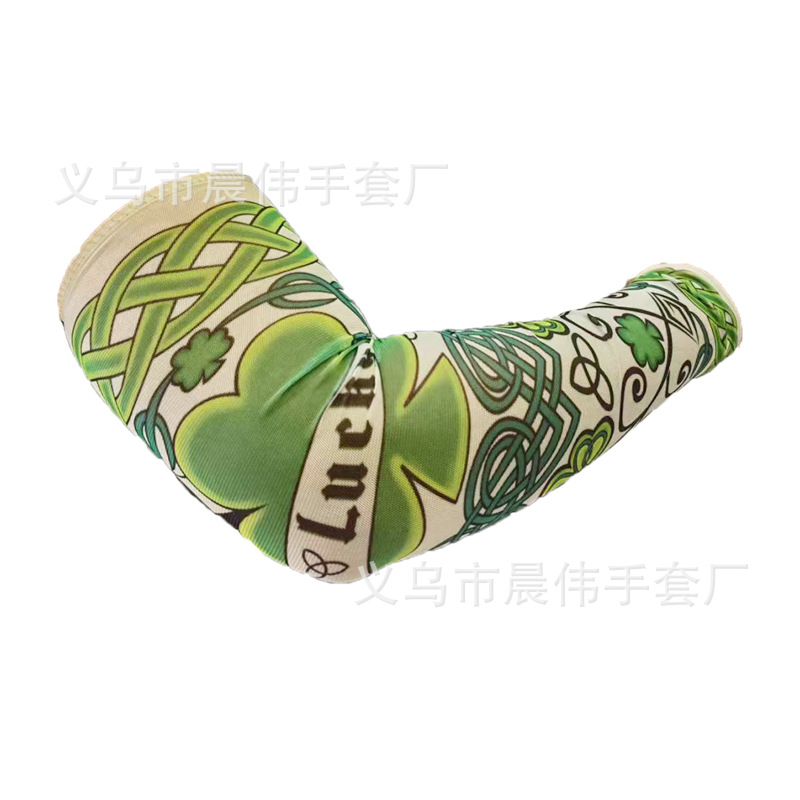 Verano trébol tatuaje oesleeve hielo seda brazo protección pesca protección solar viaje esencial