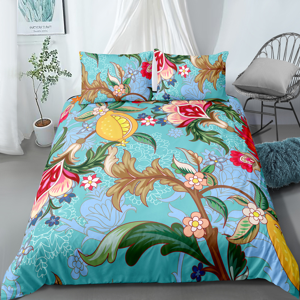 Parure de lit trois pièces de style ethnique imprimé numérique, housse de couette et taie d'oreiller, personnalisable, nouvelle collection_voghion.com