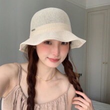 凉芳新款花瓣边镂空透气草编渔夫帽女日系夏季遮阳防晒草帽