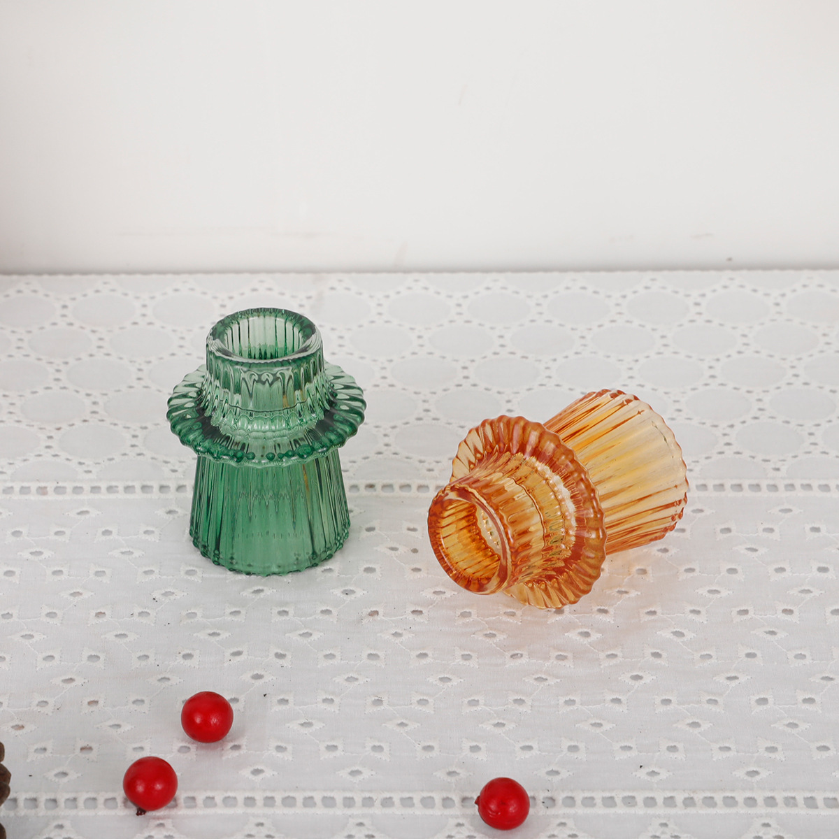 European minimalist INS glass candle holder home rod wax base romantic dining table candle holder creative home decoration