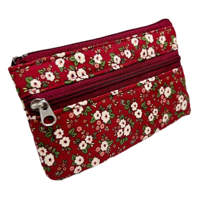 New Floral Coin Purse Canvas Pastoral Style Simple All-match Coin Clutch Bag Women's Key Bag Fresh Cloth