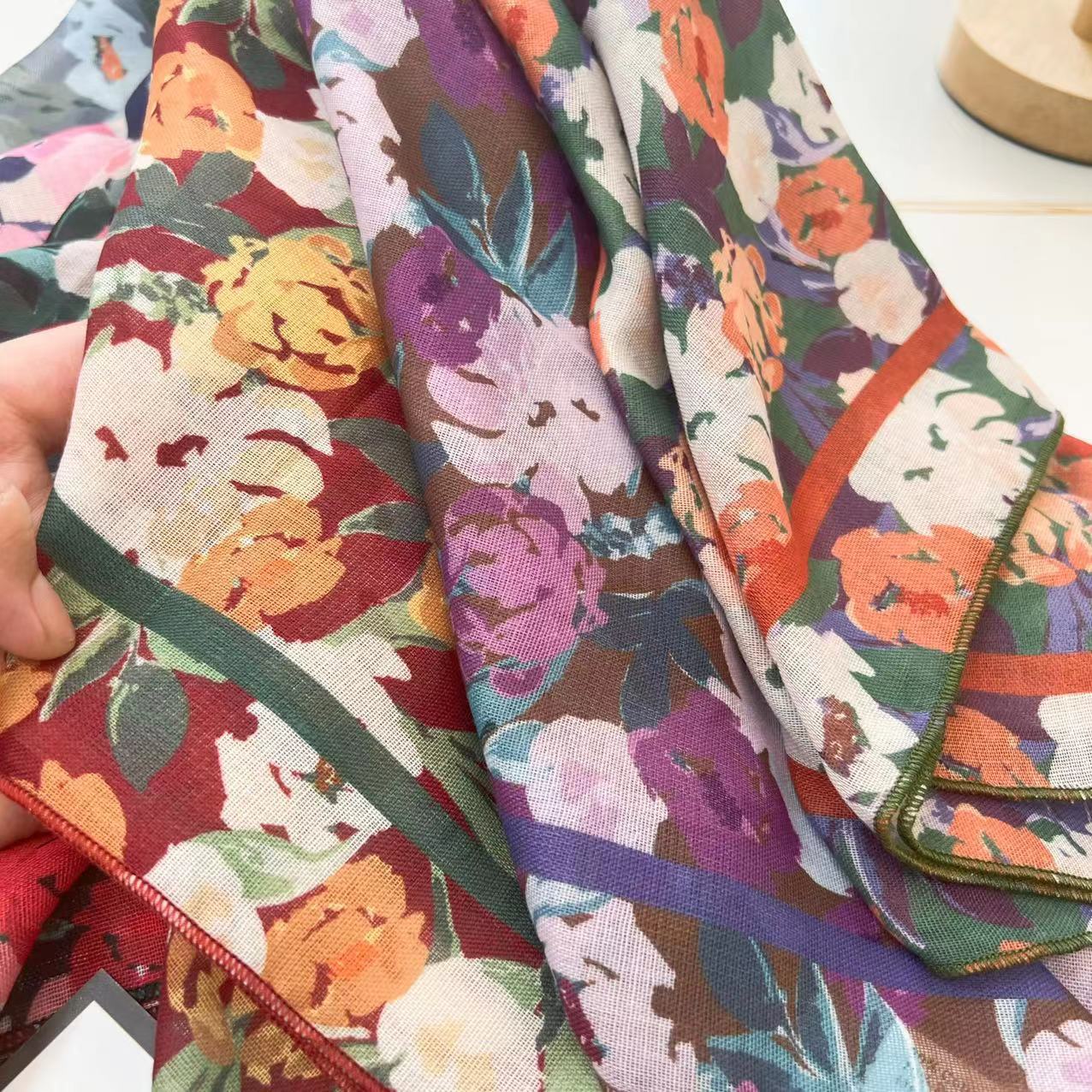 60g Weight Kerchief Classification Daily Occasion cotton and linen Material Flower Pattern Summer Season Women's Gender IG Style Style Women's IG Style Flower Cotton And Linen Kerchief 37