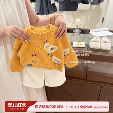 【咸柠七】原创！女童装可爱俏皮提花毛衣秋季新款百搭针织上衣